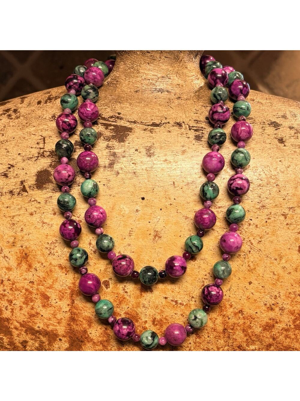 Mine Finds by Jay King Necklace 36 Inch Sterling, Plum & Green Epidote Beads DTR